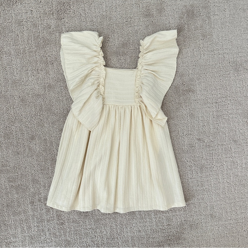 ZARA Flutter Sleeve Cream Dress